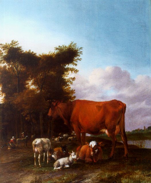 Albert Janz Klomp | Cattle in a river landscape, oil on panel, 42.7 x 35.5 cm, signed l.l. and dated 1662