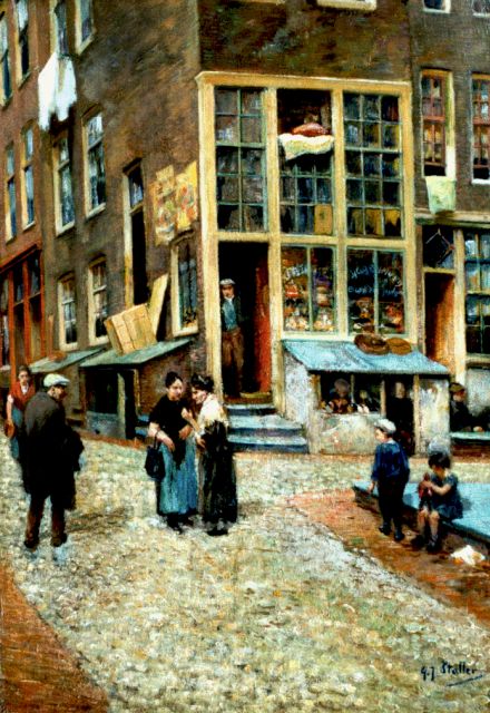 Gerard Johan Staller | A street, Amsterdam, oil on panel, 47.0 x 32.8 cm, signed l.r.