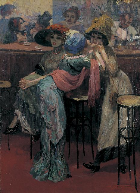 Thomas H.J.  | Elegant ladies, oil on canvas 75.0 x 55.2 cm, signed l.r. and painted circa 1910