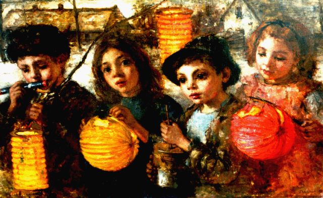 André Broedelet | Shrove Tuesday, oil on canvas, 68.2 x 111.0 cm, signed l.r.