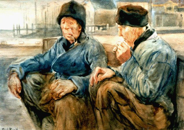 Paul Rink | Two fishermen from Volendam, watercolour on paper, 36.8 x 50.8 cm, signed l.l.