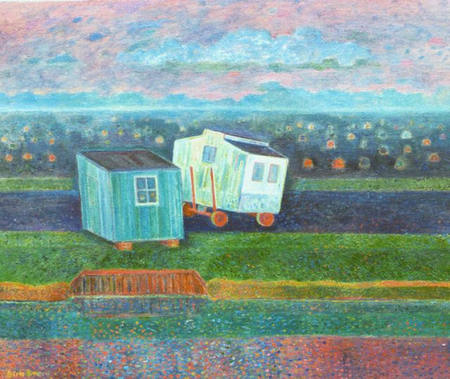 Dirk Breed | Caravans in a landscape, oil on canvas, 50.2 x 59.9 cm, signed l.l. and on the reverse