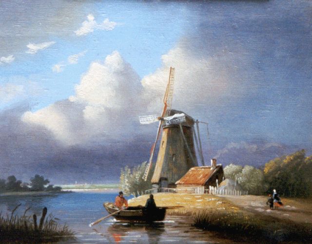 Christiaan Immerzeel | A Dutch river landscape, oil on panel, 20.7 x 24.8 cm, signed l.l.