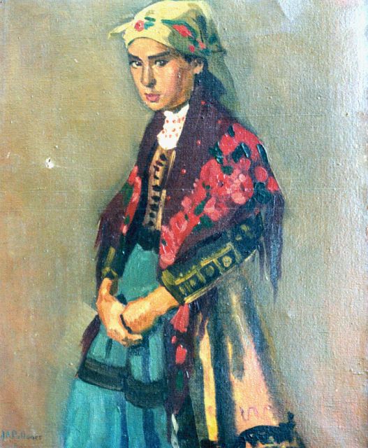 Pollones J.A.  | A girl from Segovia, oil on canvas 50.9 x 40.2 cm, signed l.l.