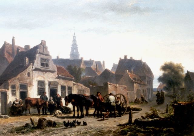 Wouterus Verschuur | A view of a Dutch town, oil on panel, 37.0 x 53.3 cm, signed l.l.