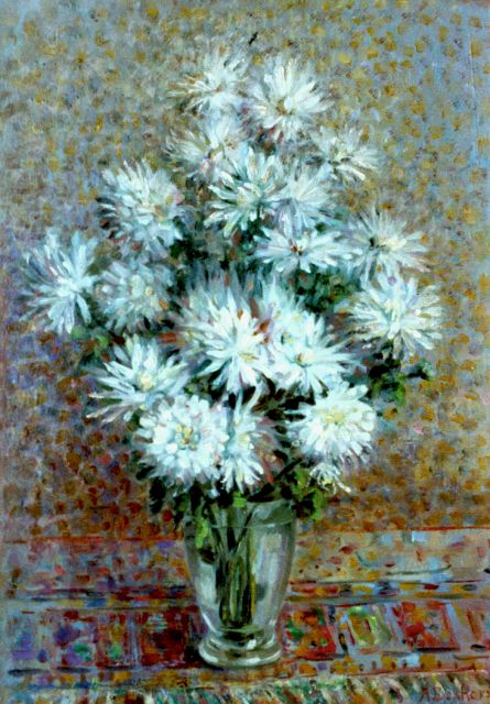 Bokhorst A.L.  | Chrysanthemums in a vase, oil on canvas 60.4 x 43.0 cm, signed l.r.