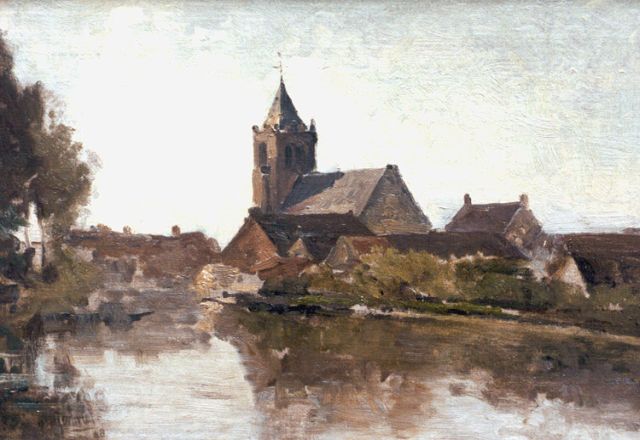 Gabriel P.J.C.  | View of Giesen Nieuwkerk, oil on canvas laid down on panel 28.6 x 41.2 cm, signed l.l. and dated '98