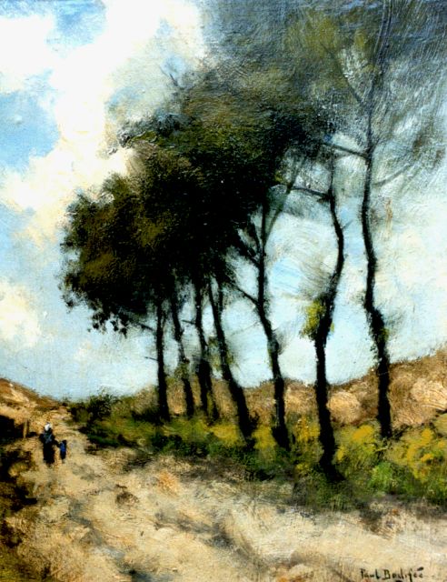 Paul Bodifée | Travellers on a country lane, 31.5 x 25.3 cm, signed l.r.