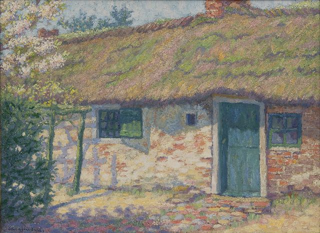 Schoonhoven van Beurden A.F.W.E. van | A farm in springtime, oil on canvas 45.0 x 60.0 cm, signed l.l.