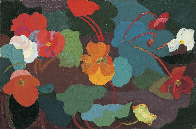 Dirk Smorenberg | Begonias, oil on canvas, 42.5 x 64.2 cm, signed l.r. and dated '19
