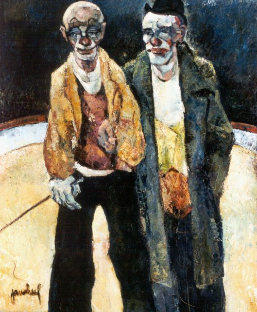 Heel J.J. van | Two Clowns, oil on canvas 60.3 x 50.5 cm, signed l.l.