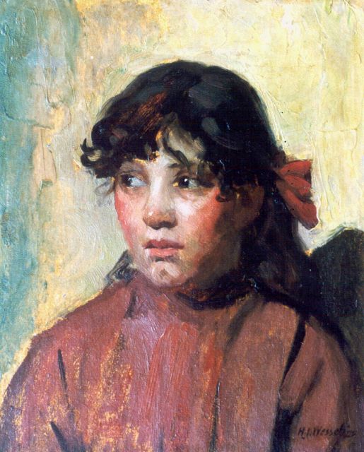 Wesseling H.J.  | A portrait of a girl, 28.2 x 22.9 cm, signed l.r.