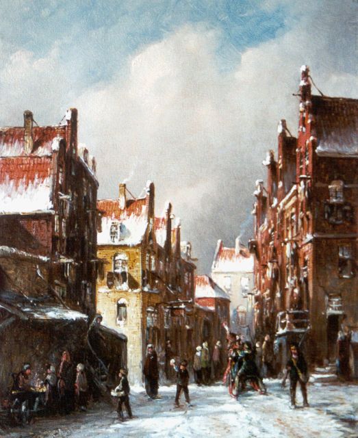 Petrus Gerardus Vertin | A snow-covered town, oil on panel, 21.4 x 17.5 cm, signed l.l. and dated '85