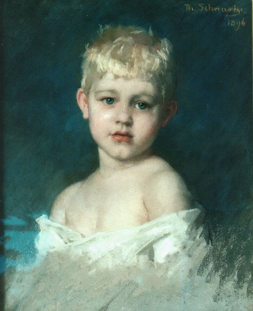 Schwartze T.  | Portrait of a boy, pastel on paper 54.0 x 44.0 cm, signed u.r. and dated 1896