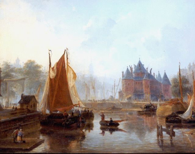 Mock J. jhr  | View of the Sint Anthonispoort, Amsterdam, oil on panel 45.4 x 58.3 cm, signed l.l.