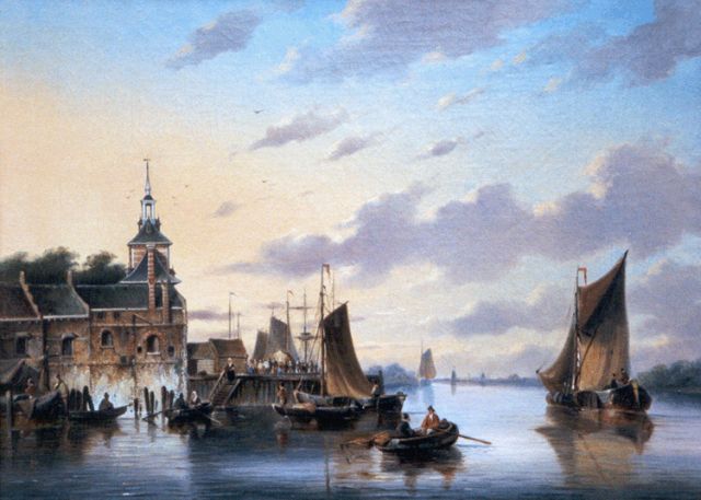 Hendriks G.  | The river Maas, with 'De Oude Hoofdpoort', Rotterdam, oil on canvas 42.2 x 55.8 cm