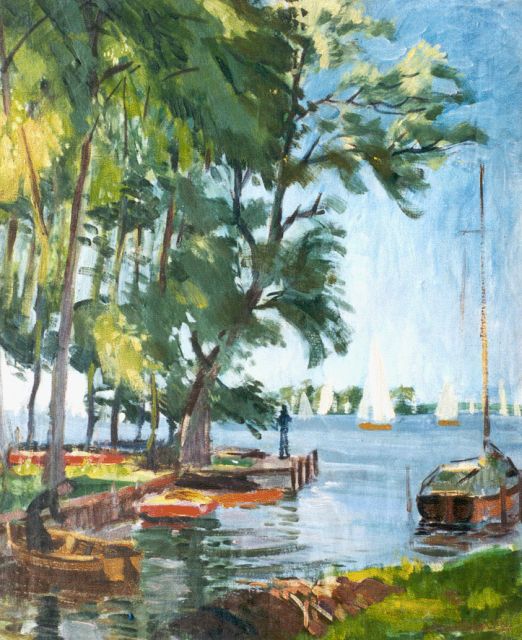 Baan J.L. van der | A view of the Paterwolde lake, oil on canvas 59.8 x 49.8 cm, signed l.r. and dated '39