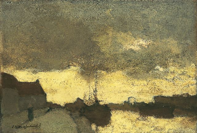 Jan Hendrik Weissenbruch | Evening twilight, Leidschendam, oil on canvas, 43.0 x 62.3 cm, signed l.l. and dated 1894