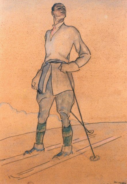 Willy Sluiter | Skier, St.-Moritz, pastel and watercolour on paper, 43.0 x 32.5 cm, signed l.r. and dated 1-'21