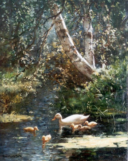 Artz C.D.L.  | First swim, oil on panel 50.0 x 40.0 cm, signed l.l.