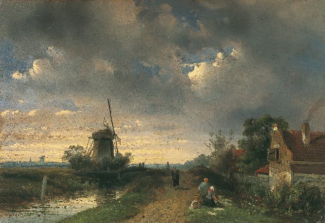 Charles Leickert | Travellers on a path in a river landscape, oil on panel, 17.7 x 25.7 cm, signed l.l.