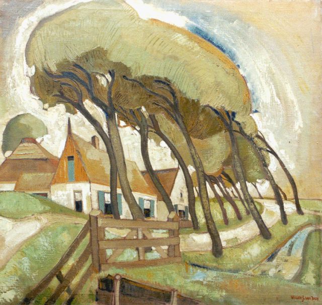 Dam W.J. van | A farm in a landscape, oil on canvas 94.9 x 100.5 cm, signed l.r.