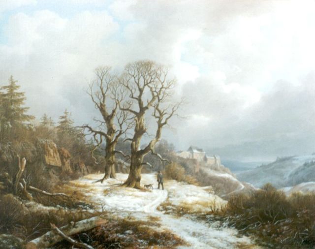 Haanen R.A.  | A Hunter in a Winter Landscape, oil on canvas 51.8 x 65.4 cm, signed c.r. and dated 1835