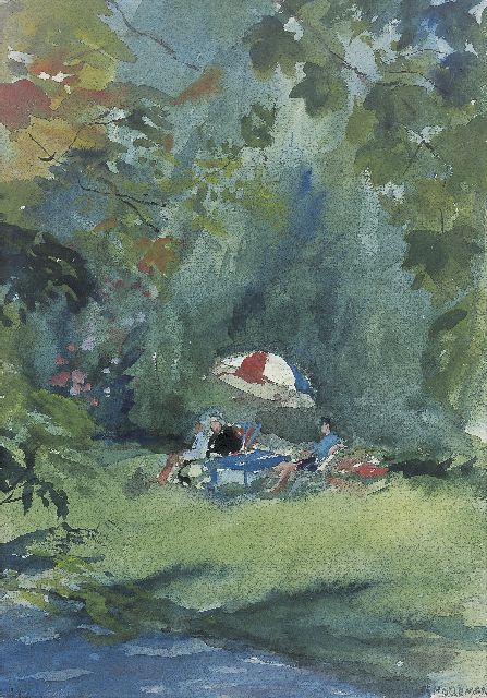 Frida Holleman | A picnic, watercolour on paper, 31.0 x 22.0 cm, signed l.r. and dated '63