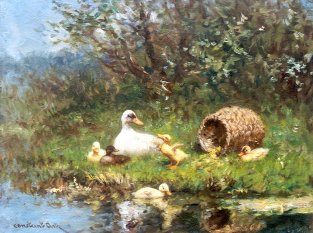 Artz C.D.L.  | Ducks on the riverbank, oil on panel 18.1 x 24.2 cm, signed l.l.