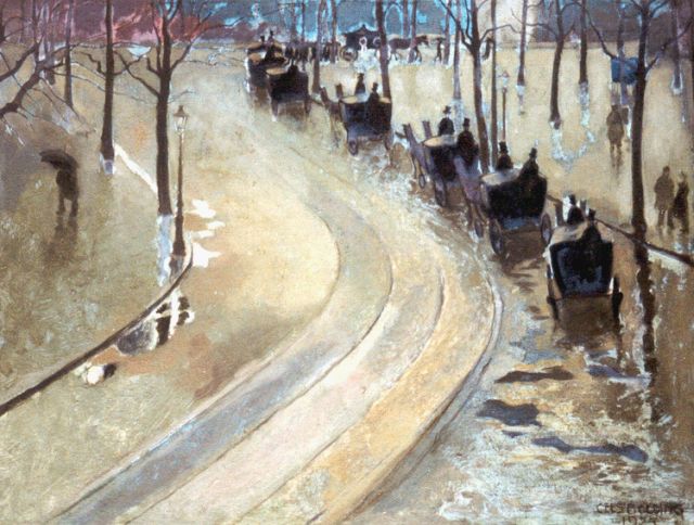 Cees Bolding | Funeral procession, oil on canvas laid down on painter's board, 34.0 x 44.1 cm, signed l.r. and dated 1925