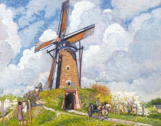 Kennedy R.W.  | A windmill in spring, oil on canvas laid down on panel 26.5 x 33.6 cm