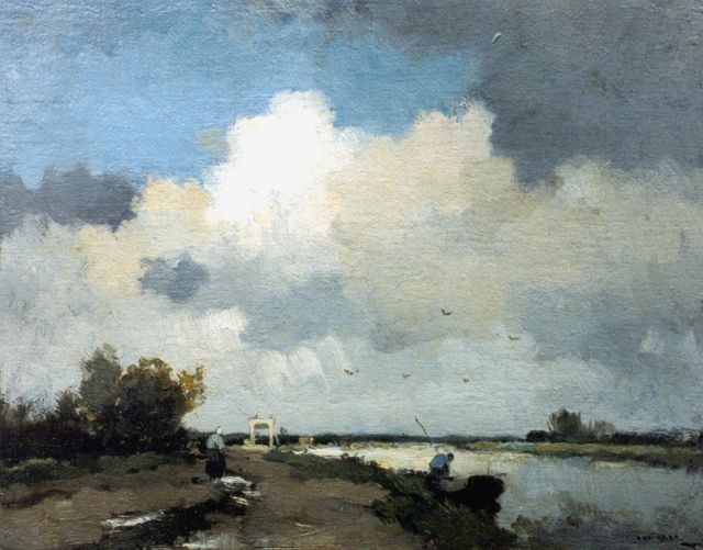 Aris Knikker | A draw-bridge in a polder landscape, oil on painter's board, 25.0 x 31.2 cm, signed l.r.