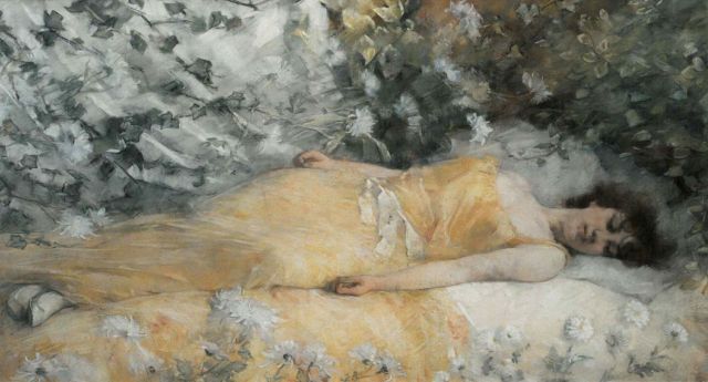 Muller G.G.  | A serene sleep, watercolour on paper 58.0 x 101.2 cm, signed l.l.