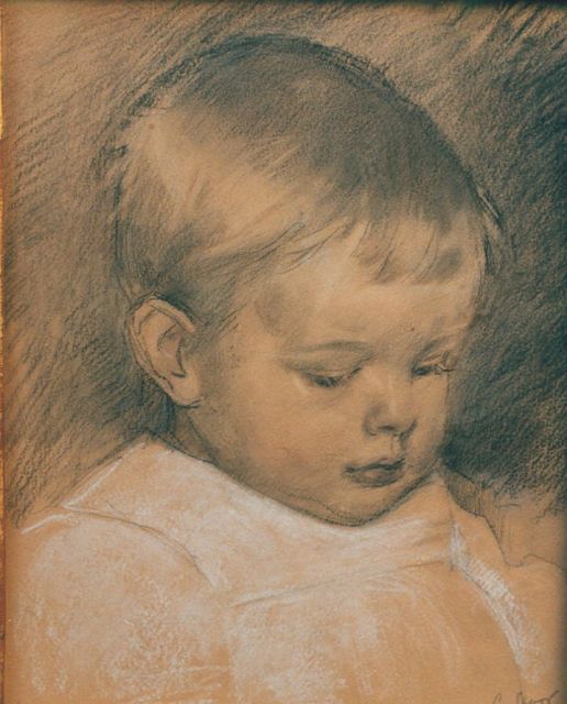 Cornelis Spoor | A portrait of a baby, drawing on paper, 27.5 x 21.2 cm, signed l.r.