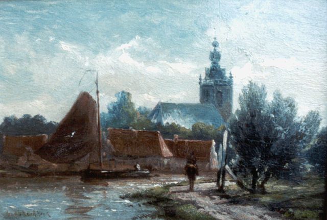 Jan H.B. Koekkoek | 'De Schie' near Overschie, oil on panel, 12.0 x 17.5 cm, signed l.l.
