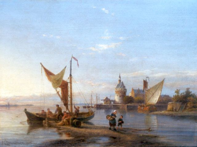 Pieter Cornelis  Dommershuijzen | A view of the harbor of Hoorn, oil on panel, 30.2 x 40.8 cm, signed l.l. and dated 1908