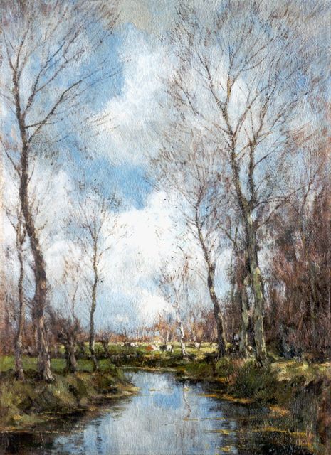 Arnold Marc Gorter | A creek in winter, oil on canvas, 36.3 x 26.5 cm, signed l.r.