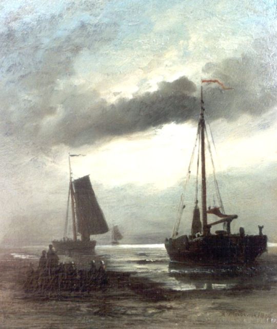 Rein Miedema | The departure of the fleet, oil on panel, 31.1 x 26.8 cm, signed l.r. and dated 1896