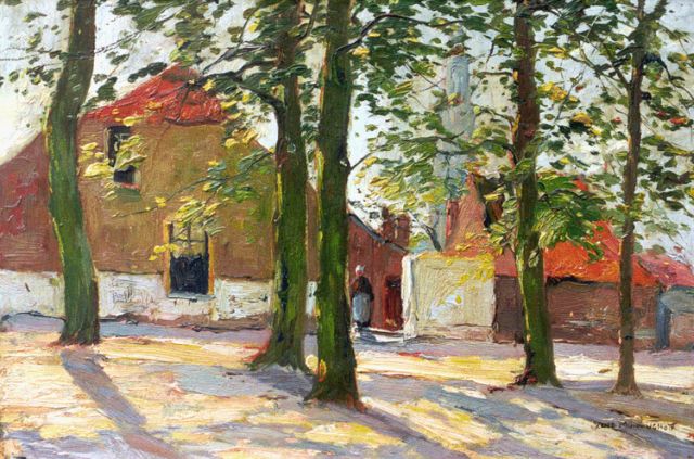 Münninghoff X.A.F.L.  | A view of houses, Rhenen, oil on canvas laid down on painter's board 35.3 x 52.8 cm, signed l.r.