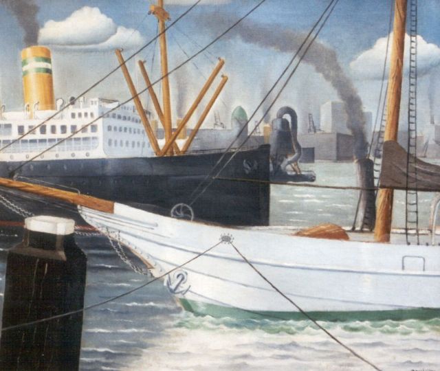 Wim Bosma | Moored shipping, Rotterdam, oil on canvas, 60.0 x 70.0 cm, signed l.r. and dated 1931