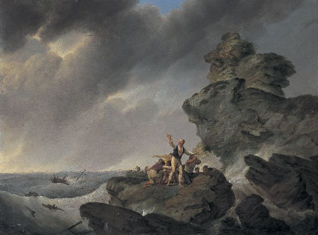 Johannes Hermanus Koekkoek | Shipwreck, oil on panel, 44.1 x 59.6 cm, signed l.r.