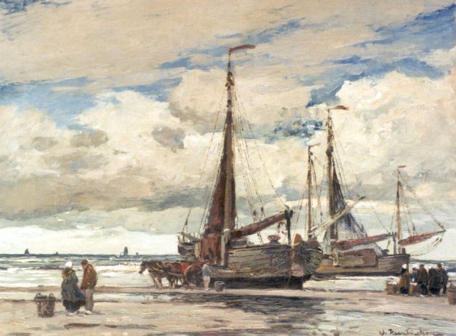 Wilhem Hambüchen | The arrival of the fleet, oil on canvas, 60.2 x 80.4 cm, signed l.r.