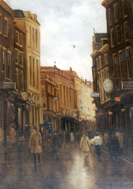Leo Grijseels | A view of the Noordeinde, The Hague, oil on canvas, 40.6 x 30.7 cm, signed l.r. and dated 1938 on the reverse