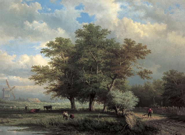 Georgius Heerebaart | Figures on a Country Lane, oil on canvas, 83.7 x 114.2 cm, signed l.r.