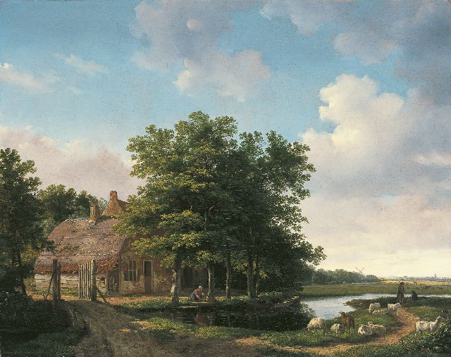 Hendrikus van de Sande Bakhuyzen | A farmhouse, oil on panel, 43.0 x 54.4 cm, signed l.l. and dated '19