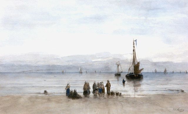 Hendrik Willem Mesdag | Awaiting the fleet, watercolour on paper, 38.5 x 63.4 cm, signed l.r.