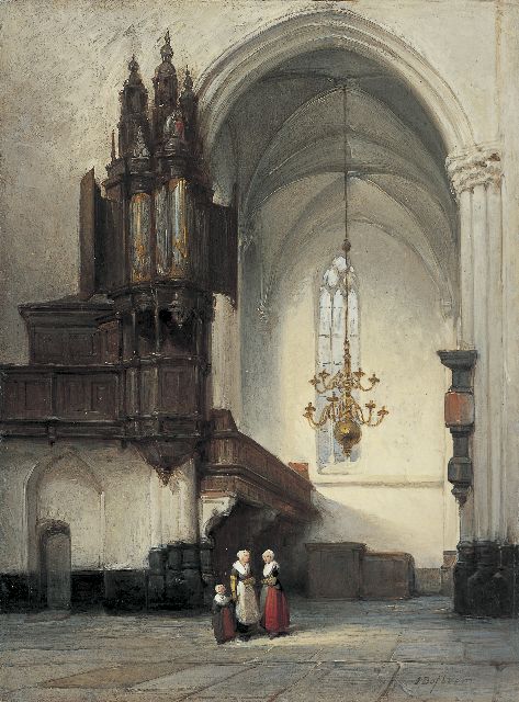 Bosboom J.  | Interior of the Nieuwe Kerk, Amsterdam, oil on panel 25.3 x 19.0 cm, signed l.r.