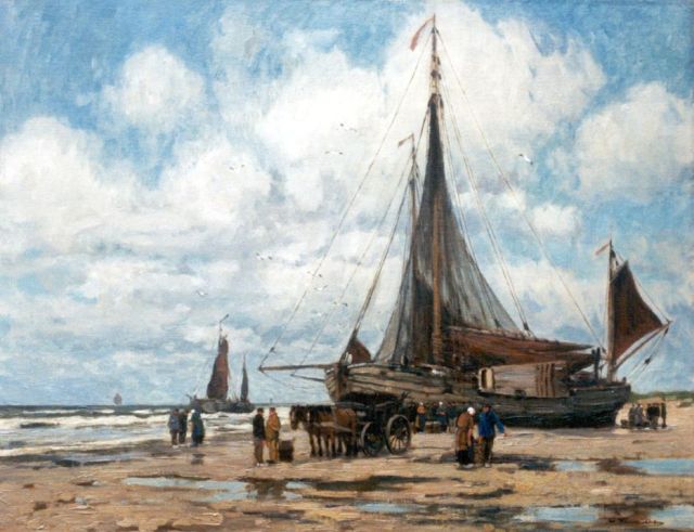 Hambüchen W.  | Sorting the catch, oil on canvas 61.4 x 79.0 cm, signed l.r.