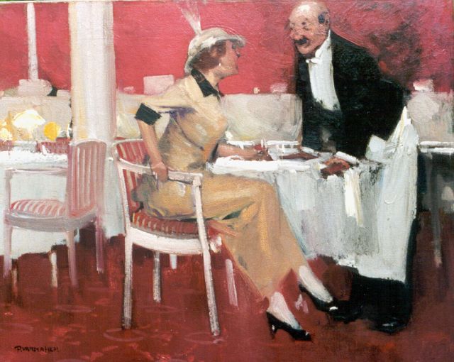 Hem P. van der | The restaurant, oil on canvas 47.3 x 58.6 cm, signed l.l.