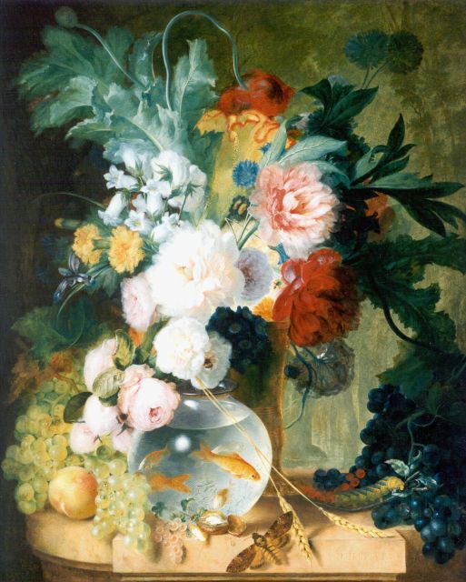 Cornelis Kuipers | A still life with flowers, grapes and a butterfly on a marble ledge, oil on panel, 87.0 x 70.0 cm, signed l.r. and dated 1777